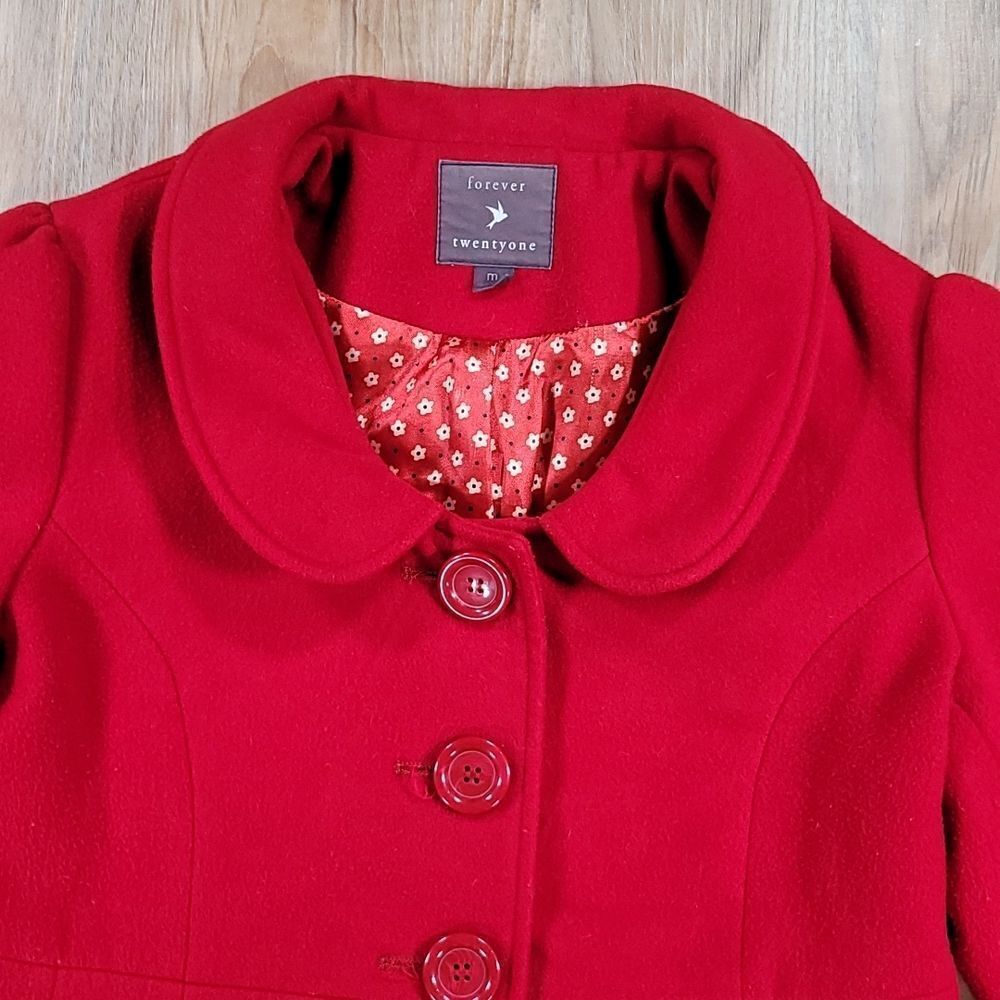 Forever 21 Red Buttoned Fitted Jacket Medium - image 5